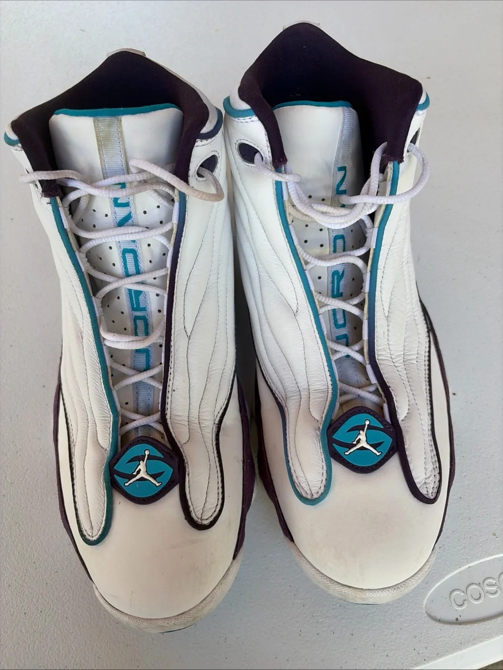 Jordan Men's White Teal and Black Basketball Sneakers